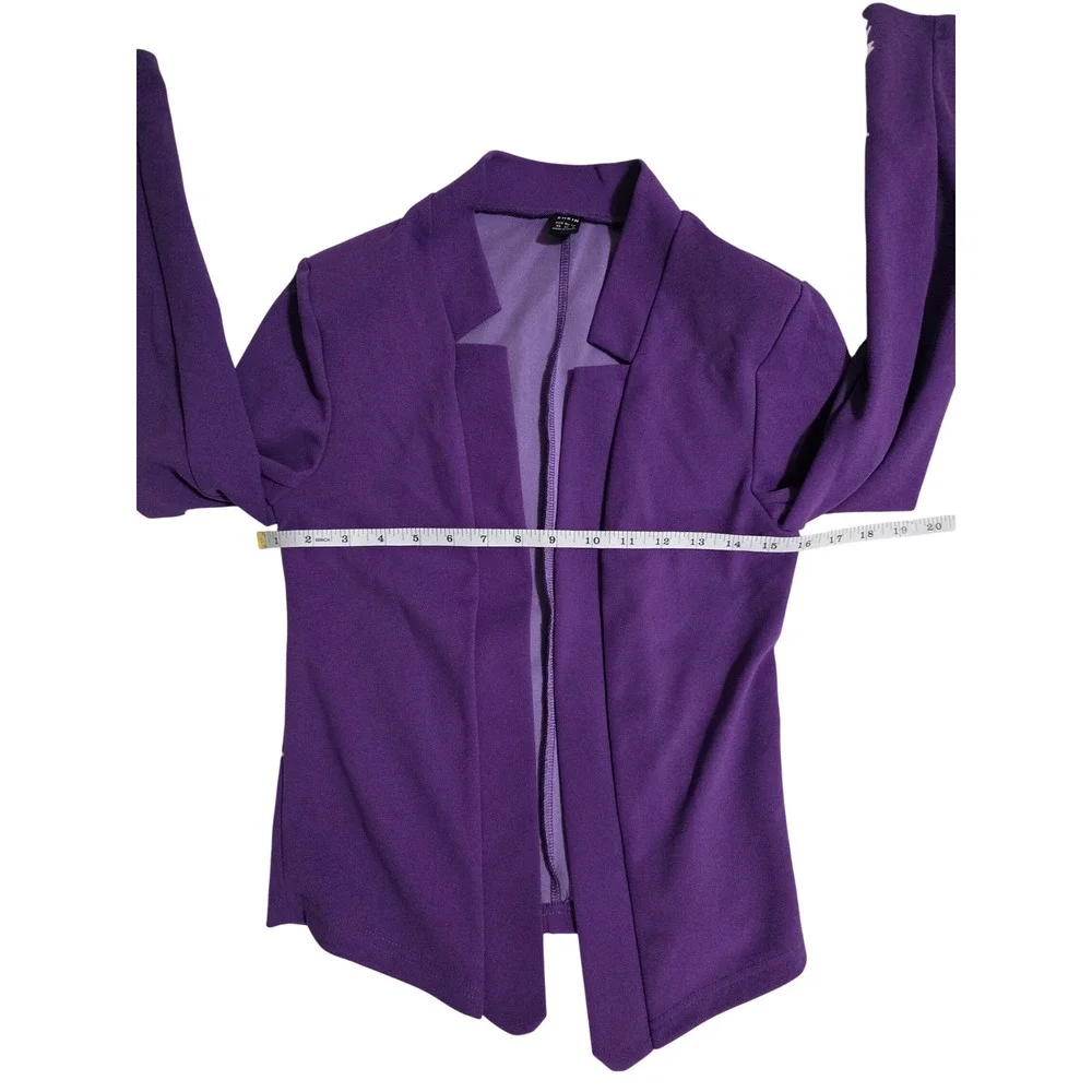 SHEIN Womens Open Front Blazer Purple Notched Collar Slim Fit Jacket Size 2 XS